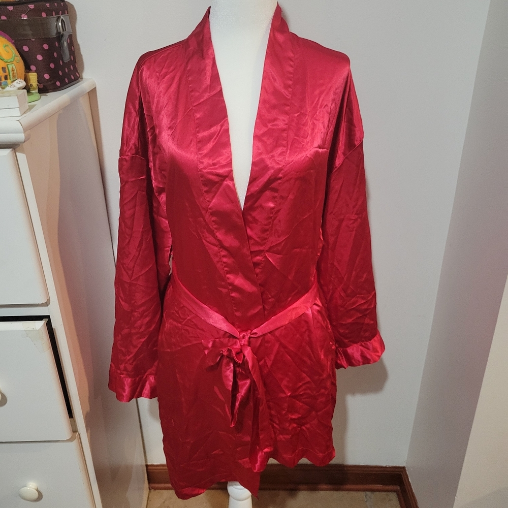 Victoria's Secret Red Satin Bridal Romantic Wedding Robe | O/S